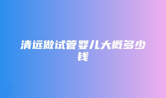 清远做试管婴儿大概多少钱