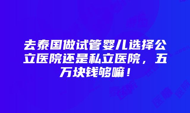 去泰国做试管婴儿选择公立医院还是私立医院，五万块钱够嘛！