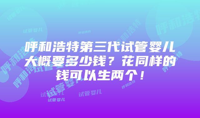 呼和浩特第三代试管婴儿大概要多少钱？花同样的钱可以生两个！