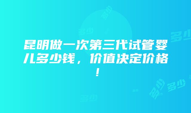 昆明做一次第三代试管婴儿多少钱，价值决定价格！