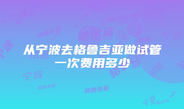 从宁波去格鲁吉亚做试管一次费用多少