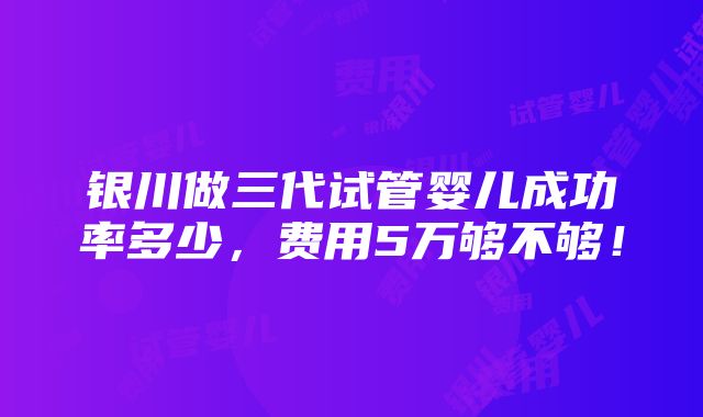 银川做三代试管婴儿成功率多少，费用5万够不够！