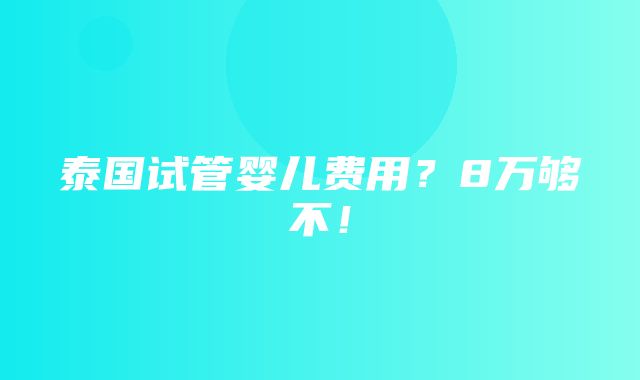 泰国试管婴儿费用？8万够不！