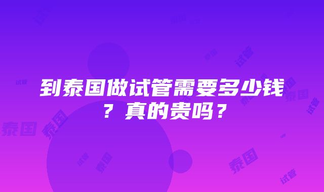 到泰国做试管需要多少钱？真的贵吗？