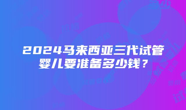 2024马来西亚三代试管婴儿要准备多少钱？