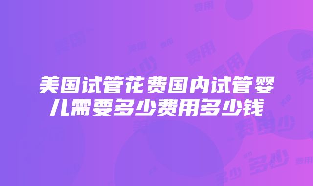 美国试管花费国内试管婴儿需要多少费用多少钱