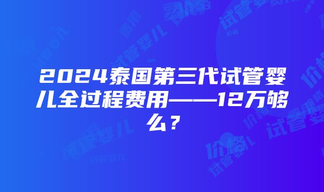 2024泰国第三代试管婴儿全过程费用——12万够么？