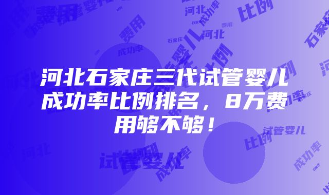 河北石家庄三代试管婴儿成功率比例排名，8万费用够不够！