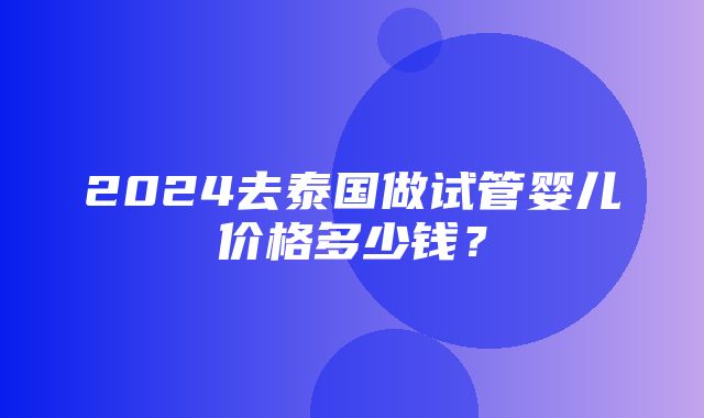 2024去泰国做试管婴儿价格多少钱？