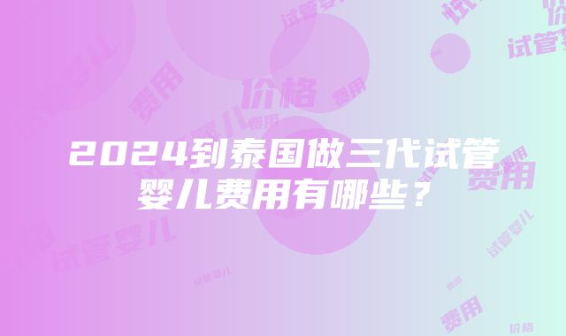 2024到泰国做三代试管婴儿费用有哪些？