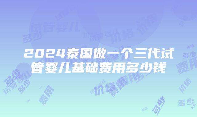 2024泰国做一个三代试管婴儿基础费用多少钱