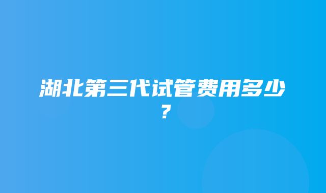 湖北第三代试管费用多少？