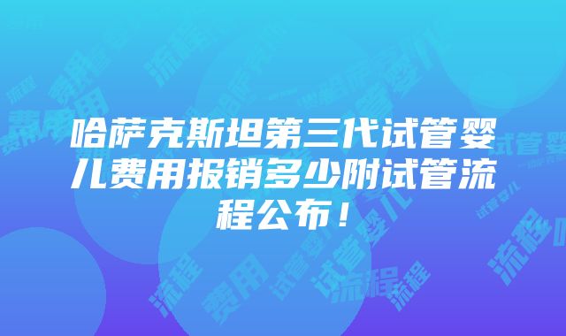 哈萨克斯坦第三代试管婴儿费用报销多少附试管流程公布！