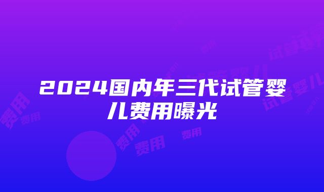 2024国内年三代试管婴儿费用曝光