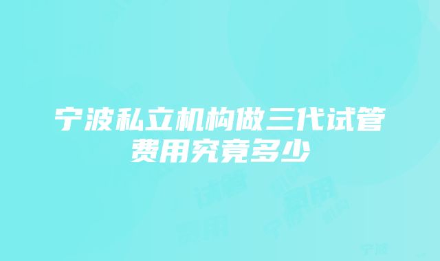 宁波私立机构做三代试管费用究竟多少