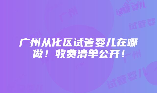 广州从化区试管婴儿在哪做！收费清单公开！