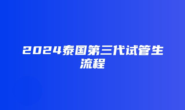 2024泰国第三代试管生流程