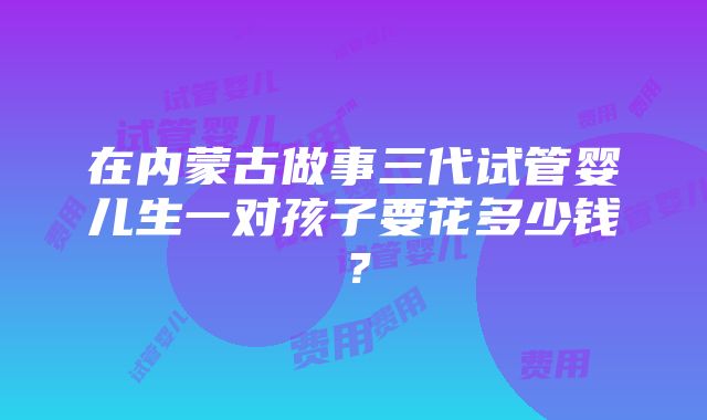 在内蒙古做事三代试管婴儿生一对孩子要花多少钱？