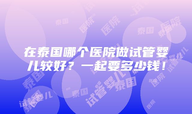 在泰国哪个医院做试管婴儿较好？一起要多少钱！