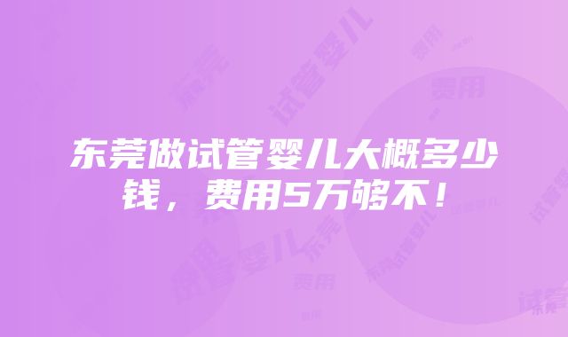 东莞做试管婴儿大概多少钱，费用5万够不！