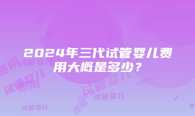 2024年三代试管婴儿费用大概是多少？