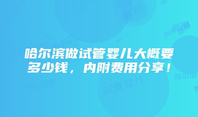 哈尔滨做试管婴儿大概要多少钱，内附费用分享！