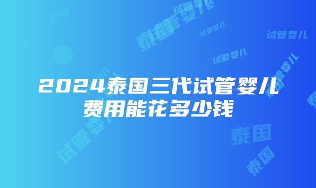 2024泰国三代试管婴儿费用能花多少钱