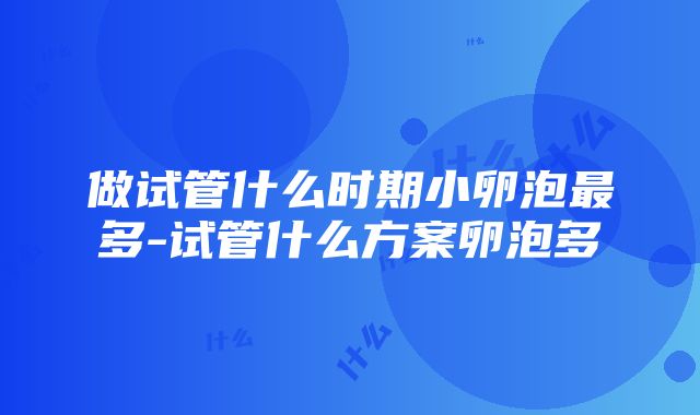 做试管什么时期小卵泡最多-试管什么方案卵泡多