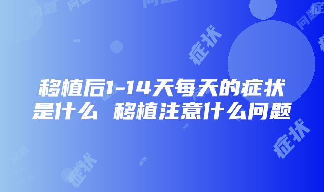 移植后1-14天每天的症状是什么 移植注意什么问题