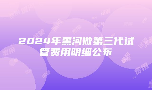 2024年黑河做第三代试管费用明细公布