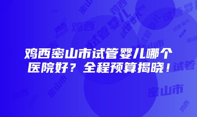 鸡西密山市试管婴儿哪个医院好？全程预算揭晓！