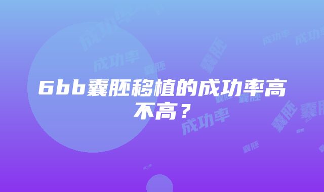 6bb囊胚移植的成功率高不高？