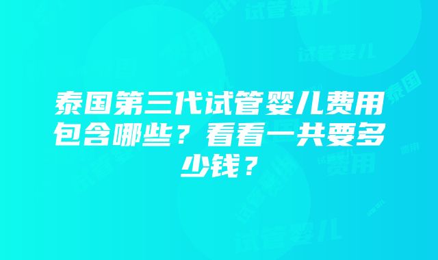 泰国第三代试管婴儿费用包含哪些？看看一共要多少钱？