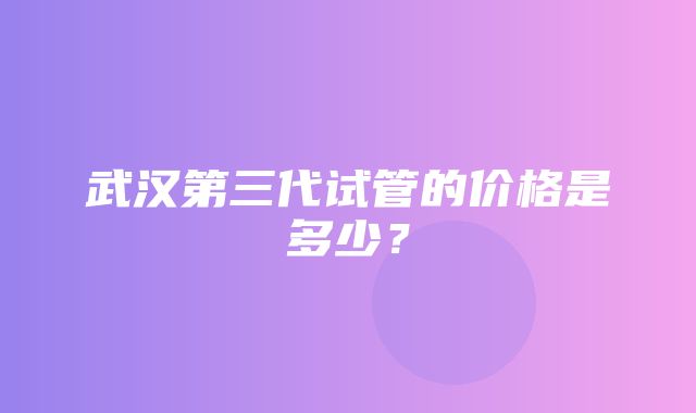 武汉第三代试管的价格是多少？