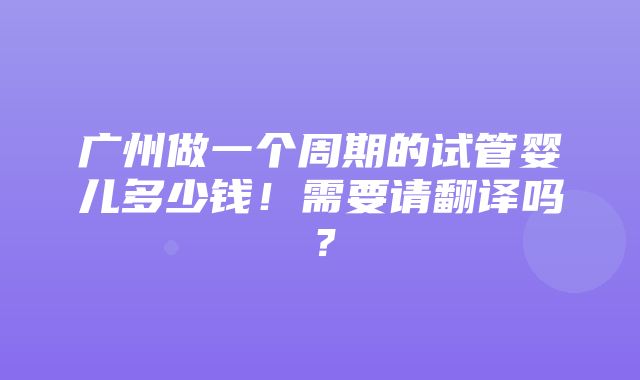 广州做一个周期的试管婴儿多少钱！需要请翻译吗？