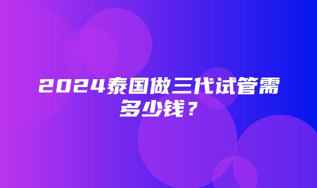 2024泰国做三代试管需多少钱？