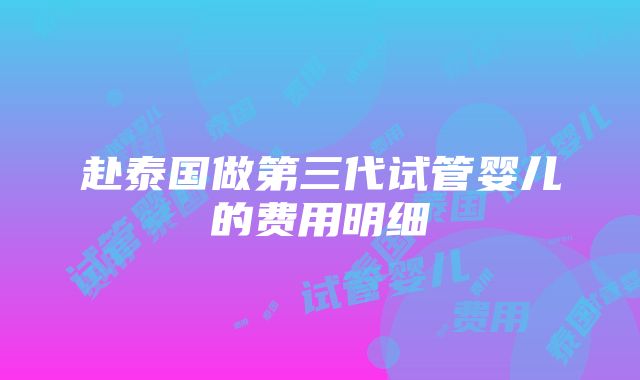 赴泰国做第三代试管婴儿的费用明细