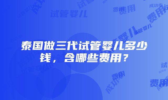 泰国做三代试管婴儿多少钱，含哪些费用？