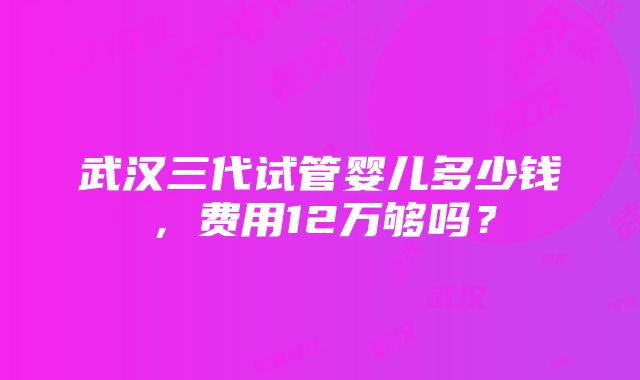 武汉三代试管婴儿多少钱，费用12万够吗？