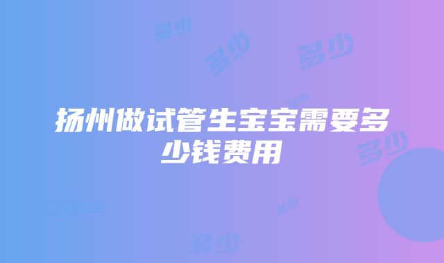 扬州做试管生宝宝需要多少钱费用