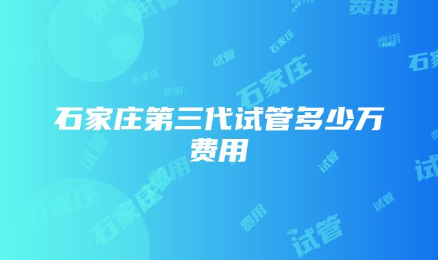 石家庄第三代试管多少万费用