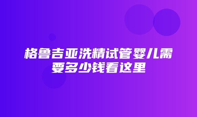 格鲁吉亚洗精试管婴儿需要多少钱看这里