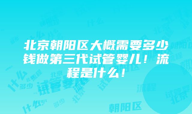 北京朝阳区大概需要多少钱做第三代试管婴儿！流程是什么！