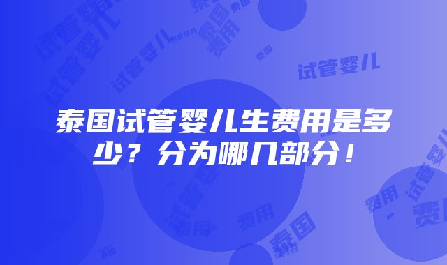 泰国试管婴儿生费用是多少？分为哪几部分！