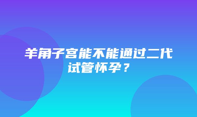 羊角子宫能不能通过二代试管怀孕？