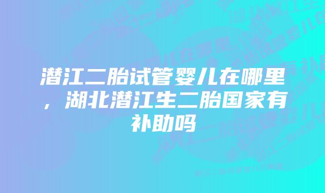 潜江二胎试管婴儿在哪里，湖北潜江生二胎国家有补助吗