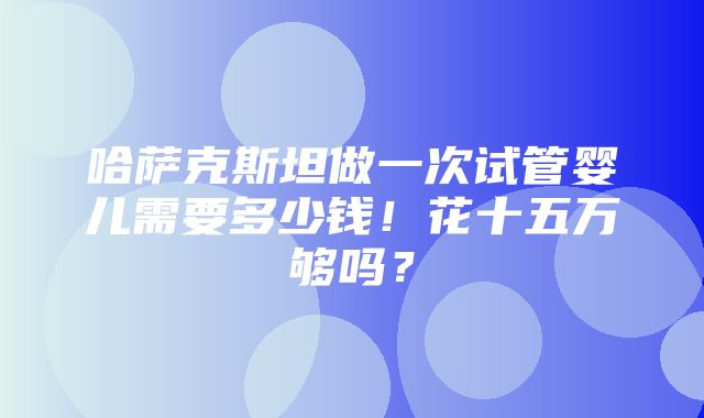 哈萨克斯坦做一次试管婴儿需要多少钱！花十五万够吗？