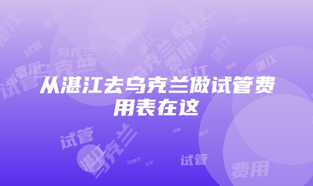 从湛江去乌克兰做试管费用表在这