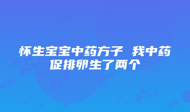 怀生宝宝中药方子 我中药促排卵生了两个