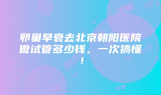 卵巢早衰去北京朝阳医院做试管多少钱，一次搞懂！